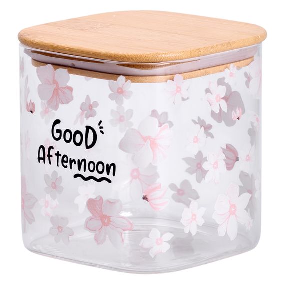 Банка для сипучих продуктів з бамбуковою кришкою 800 мл ємність для сипучих скло HP-34-25 | Зображення 2