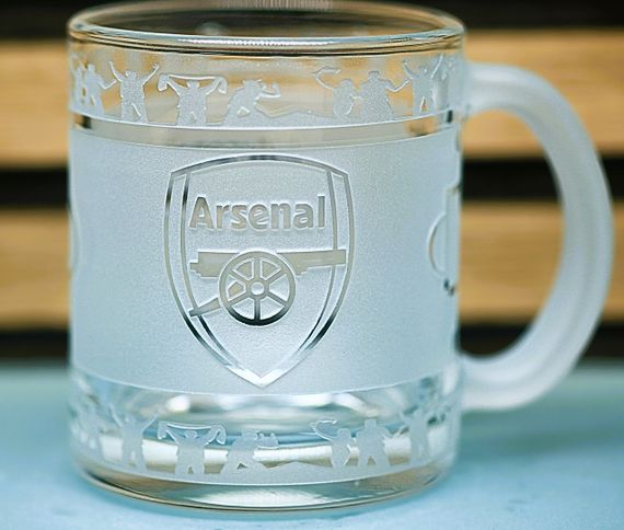 Скляна чашка 320 мл ФК Арсенал Arsenal  з гравіюванням подарунок для фаната  футбольна кружка кругова | Зображення 1