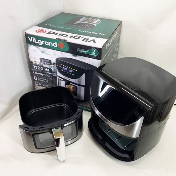 Мощная фритюрница аэрогриль ViLgrand VAF6017WDS 1700 Вт 6 л, Картошка фри без масла AD-90 | Зображення 5