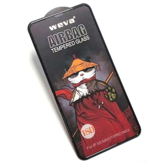 Захисне 2.5D скло Weva AirBag (тех.пак) для Apple iPhone 11 Pro Max / XS Max (6.5") Чорний | Зображення 1