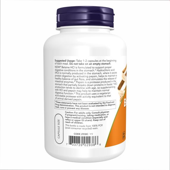 Betaine HCI 648mg - 120vcaps | Зображення 2
