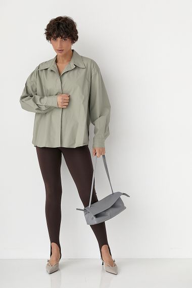 Широка класична сорочка на ґудзиках - хакі цвет, ONE SIZE (є розміри) | Зображення 2