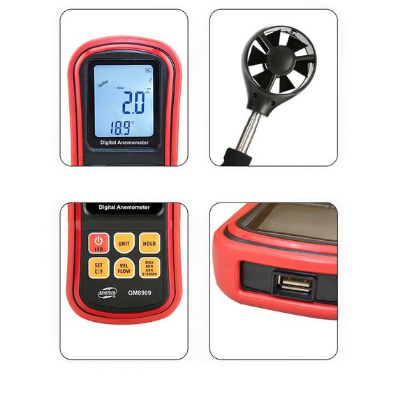 Анемометр (вимірювач потоку повітря) 0,3-45 м/с, 0-45 °C BENETECH GM8909 | Зображення 1
