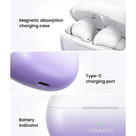Беспроводные TWS наушники Usams-XD19 X-don Series ENC BT 5.3 Gradient Purple | Зображення 1