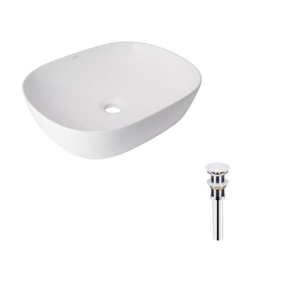 Комплект Qtap Aquarius: Раковина накладна прямокутна 470x380x120 мм White + Донний клапан PU02