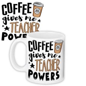 Чашка з принтом Coffee gives me teacher powers 330 мл (KR_TCH020)