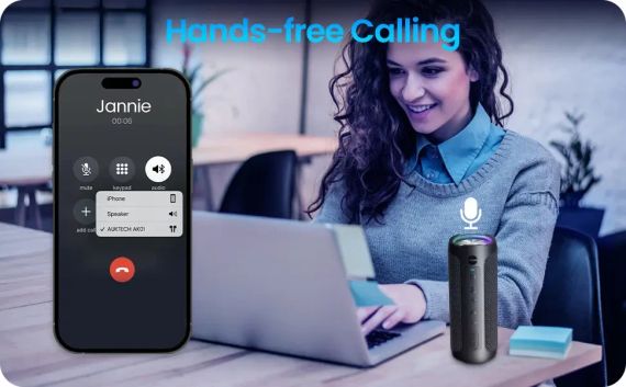 Портативний динамік Bluetooth із супербасом бездротового динаміка AUKTECH Bluetooth 5.0, гучніший стереозву | Зображення 3