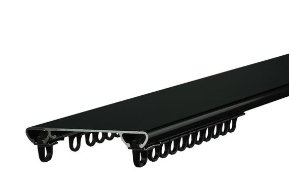 Карниз алюмінієвий стельовий посилений дворядний широкий, Техно 15.2 Чорний, Преміум 175см., Шинний карніз, True