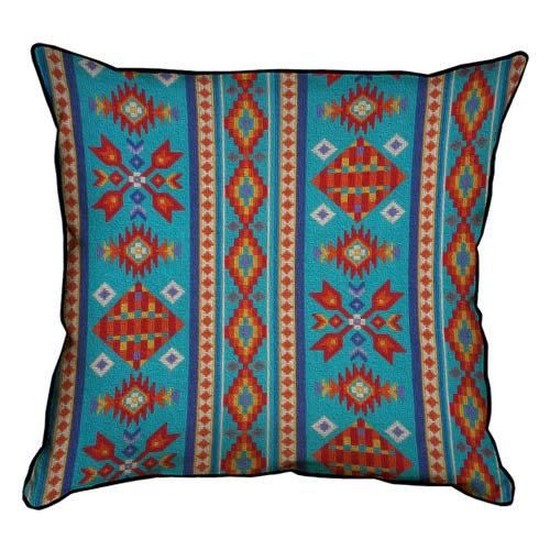 Подушка з мішковини Красно-голубой орнамент 45x45 см (45PHB_15NGETN004_WH)