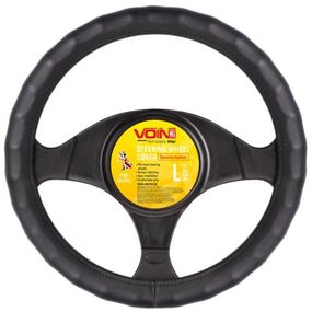 Чохол на кермо VLOD-L06 BK L чорний/БО/шкіра один шов