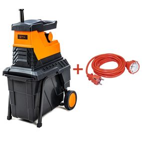 Подрібнювач гілок садовий з фрезерним механізмом GTM MS2800/45 KIT з подовжувачем 10 м (2800 Вт, 45 мм, 43 об/хв, 55 л, 27 кг)