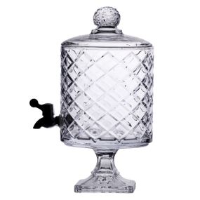 Лимонадниця зі скляним краном 39 см 4,5 л прозора на підставці HP-19-3