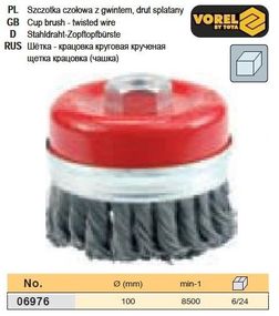 Щітка крацовка Ø 100 мм гайка М14 посилена VOREL-06976