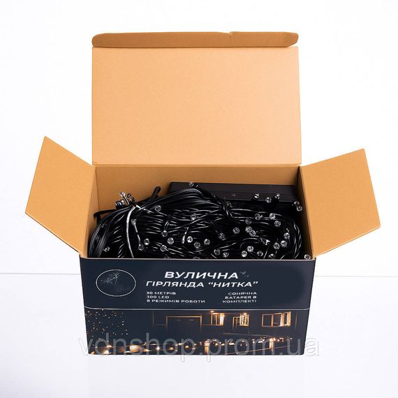 Новорічна гірлянда вулична 30 м 300 LED з сонячною батареєю чорний провід Мультиколір SB300L30MBML | Зображення 4