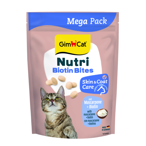 Вітаміни GimCat NUTRI BIOTIN BITES для кішок для поліпшення стану шкіри та шерсті з маскарпоном і біотином