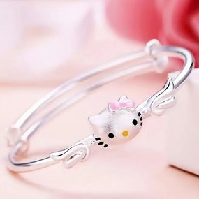 Браслет бангл Sanrio с кошечкой Hello Kitty – милое украшение из медсплава для девушек, 6 см диаметр