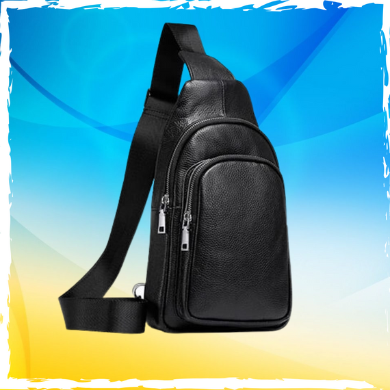 Сумка через плече чоловіча з натуральної шкіри. Джокер чоловічий. Сумка шкіряна чоловіча. Бананка, слінг нагрудна