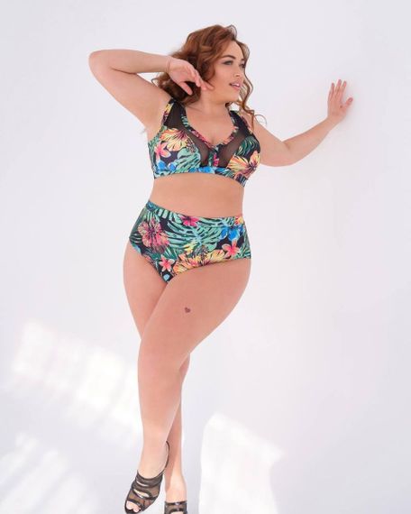 Роздільний купальник PLUS SIZE  з утяжкою тропічний принт | Зображення 2