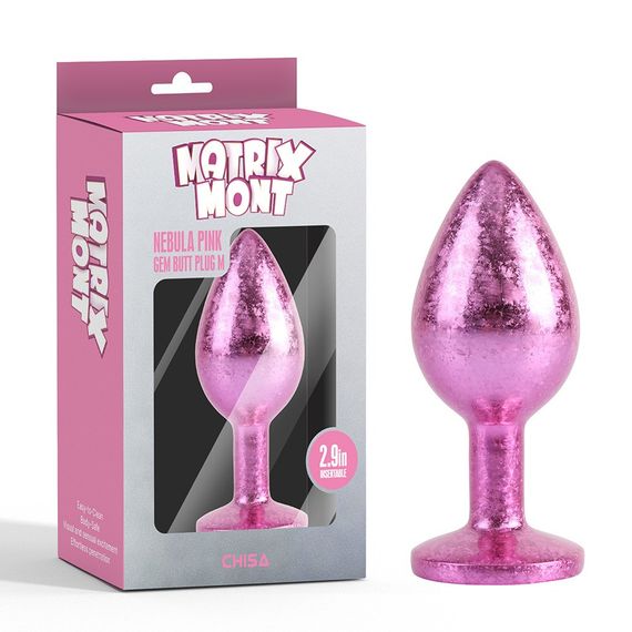 Анальна пробка рожева поталь CHISA MATRIX MONT з рожевим каменем, розмір M Sex Aura