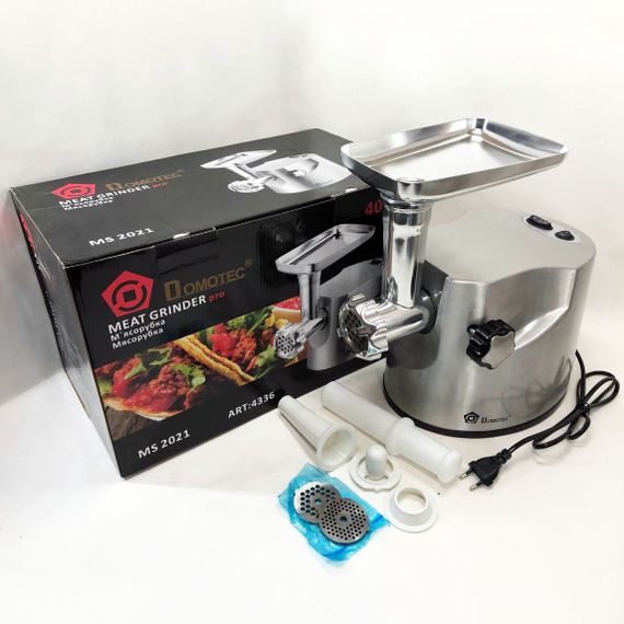 Электромясорубка DOMOTEC MS-2021S, Мощная мясорубка, Мясорубка с OR-916 металлическим редуктором | Зображення 2