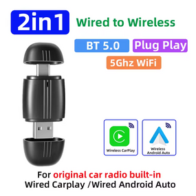 Адаптер 2 в 1 бездротовий CarPlay Android Auto USB Type-C Mini Box Універсальний