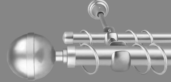 Карниз для штор дворядний металевий 25 мм, Калісто (комплект) Срібло 300 див.