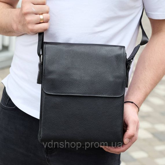Сумка мессенджер 21.5x25x7 кожаная барсетка для мужчин Tiding Bag 35775 черная | Зображення 8