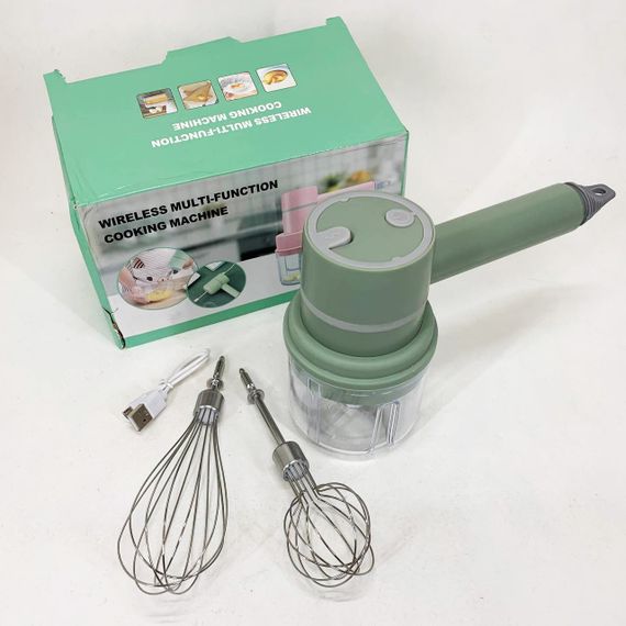 Ручний бездротовий міксер-подрібнювач 2 в 1. Колір: зелений TO-15