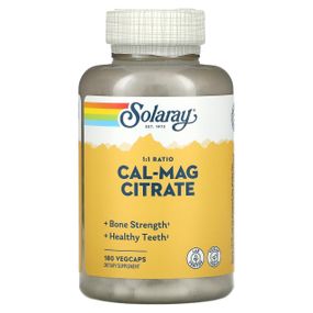 Кальцій і магній 1: 1, Cal-Mag Citrate, Solaray, високоефективний, 180 капсул