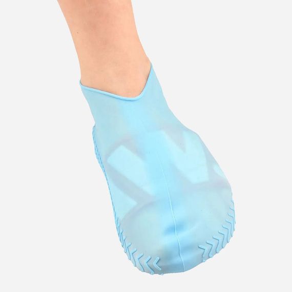 Многоразовые бахилы-чехлы L (41-45 размер) для обуви силиконовые от воды и грязи. Цвет: голубой NO-22 | Зображення 8