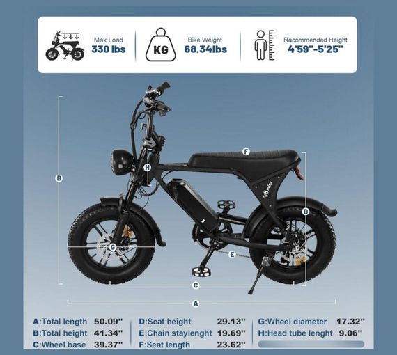 Електровелосипед CRUZZER V8 mini 16" (500W, 36V) — Складаний байк-всюдихід із РК-дисплеєм HC80 та широкими шинами | Зображення 2