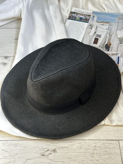 Солом'яний капелюх Федора Чорний One size 56-58р (845-0)