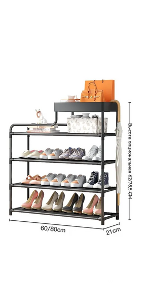 Стеллаж для обуви Shoe rack BLACK Полка для обуви-08-02, Металл, 60х18.5х78.5 см | Зображення 5