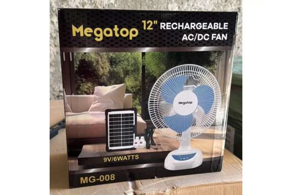 Вентилятор портативний SONALAS SL662 сонячна панель 2 LED лампи 2 швидкості автообіг 6Вт USB 9V/4500 мАг | Зображення 2