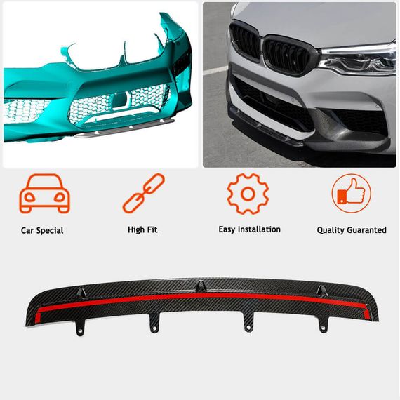Накладка на передній бампер Lip V5 (для M5 F90 2017-2020, Карбон) для BMW 5 серія G30/31 рр | Зображення 1