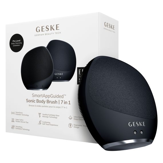 Ультразвукова щітка для тіла та інтенсивний пілінг GESKE Sonic Body Brush&Intensive Exfoliator 7в1 starlight, Чорний