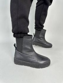 Ботинки женские кожаные черные зимние