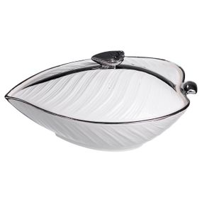 Супница 800 (мл) фарфоровая 32×21×16 (см) с крышкой Белый с серебром XL-4054AS