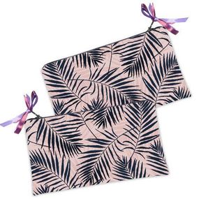 Косметичка жіноча Черные листья на розовом фоне 20х12 см (K_TRO017)