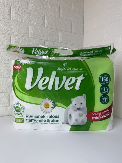 Velvet туалетний папір Camomile 12 рулонів 3 шари 150 відривів