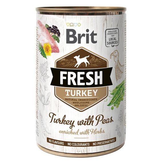 Корм Brit Fresh Dog Turkey вологий з індичкою та горохом для дорослих собак 400 гр