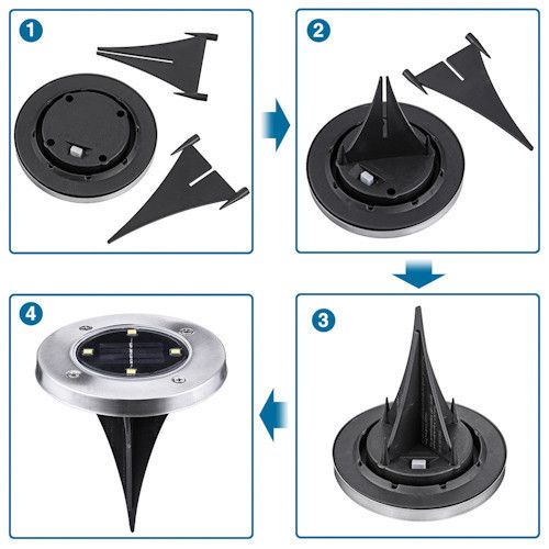 Комплект садових світильників на сонячній батареї Solar Disk Lights, 4 шт ∙ Вуличні ліхтарі з датчиком світла | Зображення 6