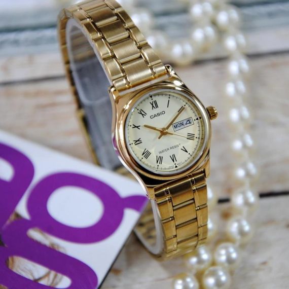 Женские часы кварцевые наручные золотые японские оригинальные Casio LTP-V006G-9BUDF (модуль №5237) | Зображення 8