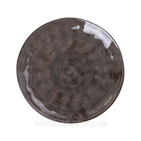 Тарілка сервірувальна кругла порцелянова 22 см коричнева HP23394