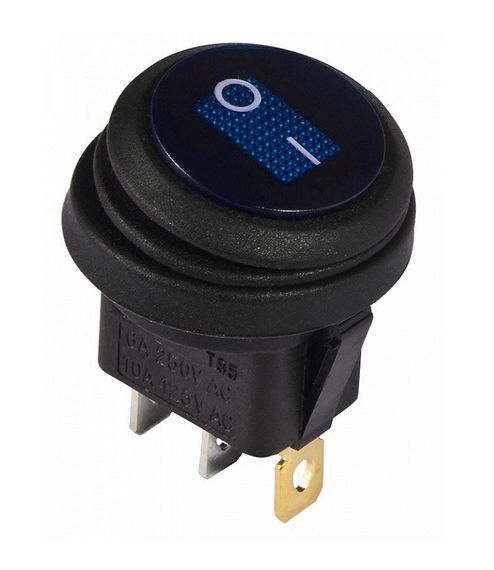 Перемикач KCD1-8-101WN BL/B 220V 1 кл синій круглий вологозахист з підсвічуванням Ny95500753