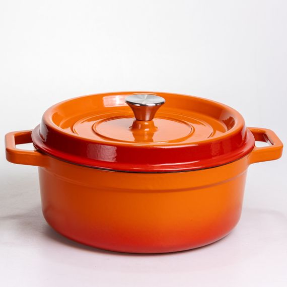 Кокотниця чавунна емальована 5,5 л, помаранчевий Yiwu HP-FLG-5 ORANGE