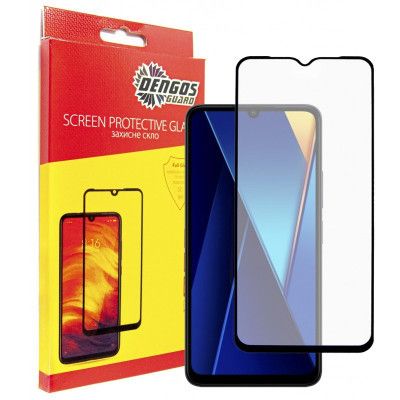 Стекло защитное Dengos Full Glue POCO C65 (black) (TGFG-352)