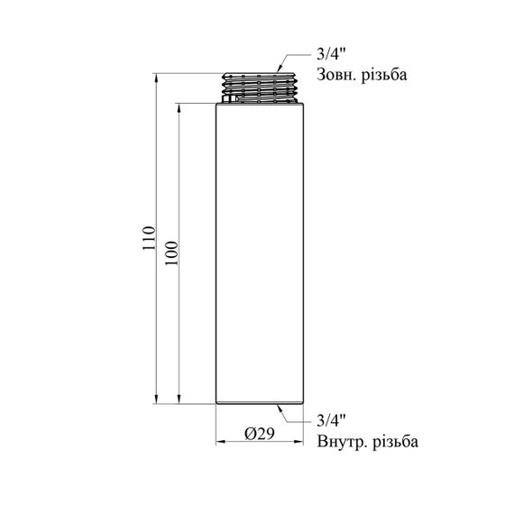 Подовжувач Karro 3/4" ВЗ, L=100 мм хромований KR-3209 | Зображення 1