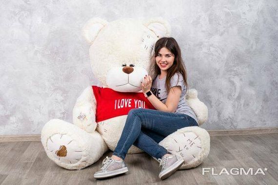 Мишка с латками плюшевый в футболке Yarokuz Me To You 2 метра Молочный | Зображення 8