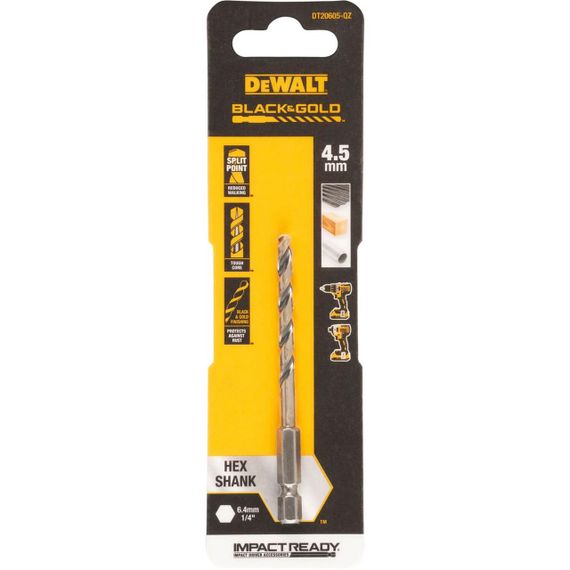 Свердло по металу 4,5мм EXTREME IMPACT Black & Gold DeWALT DT20605